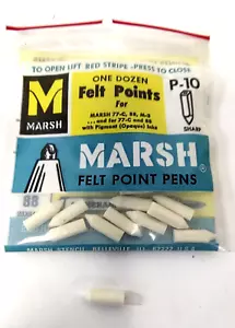 Paquete de 12 puntos de fieltro de repuesto Marsh P-10 (afilados) para bolígrafos Marsh 77-C, 88, M-3 - Imagen 1 de 2