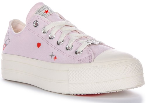 Converse A09115C All Star Lift Platform Y2K Heart Trainer lilla donna UK 3 8