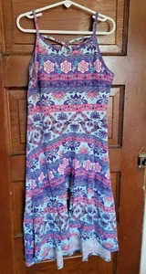 The Children's Place Girl's 10/12 L Blue Pink Purple Floral Hi Low Dress  - Picture 1 of 5