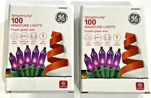 Lot of 2 GE 100 PURPLE MINIATURE STRING•A•LONG LIGHTS-20 FT Green Wire - Picture 1 of 6