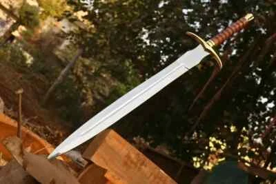 Custom Hand Forged Stainless Steel Medieval Viking Sword With Leather Sheath.. - Image 1 of 4