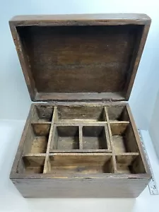 Antigua caja de boticario de madera 14 7/8"" x 11,5"" x 9 1/8"" tienda de moda reciclada - Imagen 1 de 12