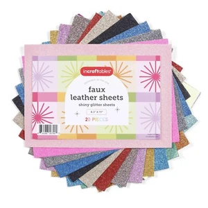 Incraftables Glitter Faux Leather Sheets for Crafts 20 Pieces. Assorted - Picture 1 of 9
