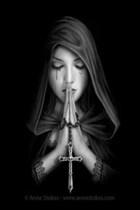 ARTE ANNE STOKES ENMARCADO NEGRO - IMPRESIÓN DE IMAGEN 3D ORACIÓN GÓTICA 325mm x 425mm - Imagen 1 de 2