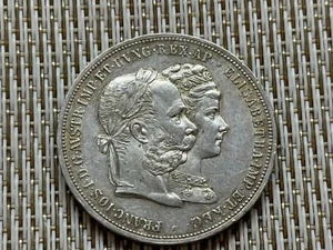 Doppelgulden 1879 Silberhochzeit Franz Josef Österreich Silber W/24/1165 - Picture 1 of 2