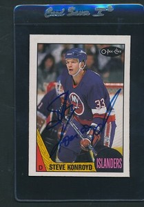 1987/88 O-Pee-Chee #153 Steve Konroyd Islanders Signed Auto *C1070