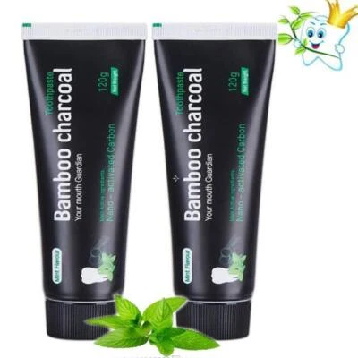 Aktivkohle Zahnpasta 2 Stück Bamboo Zahncreme Weiß Teeth Whitening MEHRWEG - Bild 1 von 4