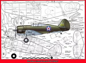 Model Airplane Plans (UC): Curtiss Hawk 75 (P36) 38" Scale .29-.45 Paul Palanek - Picture 1 of 3