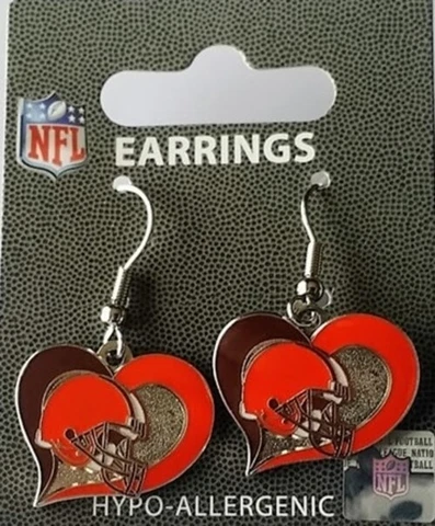 BRAND NEW Cleveland BROWNS NFL - Swirl Heart Dangle Earrings Cover