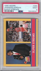 Tarjeta 1990 Hoops Super Streaks Magic Johnson/Michael Jordan #385 PSA 9 como nueva bastante - Imagen 1 de 2