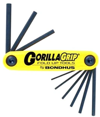 BONDHUS GORILLA GRIP HEX FOLD UP KEY SET SAE  5/64 - 1/4" wrench set #12589 USA - Image 1 of 4