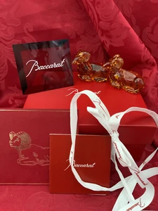 NIB FLAWLESS Stunning BACCARAT France Crystal RAM SHEEP GOAT 2 CHOP STICK RESTS - Picture 1 of 11