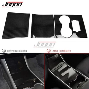 Cubierta del panel del vaso de agua para consola central de fibra de carbono para Tesla Model 3 2017-2020 - Imagen 1 de 9