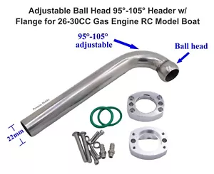 Adjustable Ball Head 95°-105° Header w/ Flange for 26-30CC Gas Engine RC Boat - Picture 1 of 4