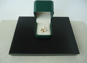 Mikimoto K18 Solid Yellow Gold Pearl Bow Cluster Ring - Picture 1 of 23