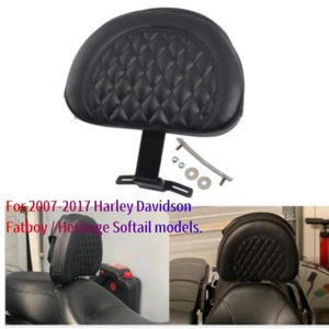 For 07-17 Harley Heritage Softail Adjustable Black Driver Rider Backrest Pad BLK - Picture 1 of 7