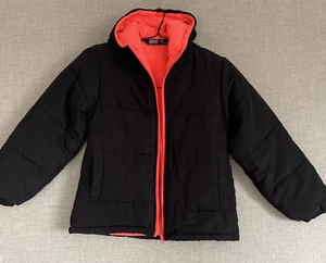 Youth Sz 18 Operation Warm Puffer Black Orange Fleece Hooded Winter Jacket NICE - Picture 1 of 15