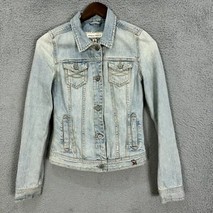 Abercrombie Fitch Girls Denim Jacket XL Distressed Trucker Cotton Preppy Y2K - Picture 1 of 9