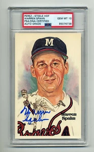 WARREN SPAHN SUPERB GEM MINT 10 PSA/DNA SIGNED PEREZ STEELE POST CARD - Picture 1 of 1