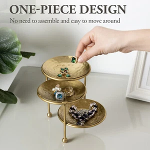 3 Tier Brass Metal Jewelry Tower, Earring, Necklace, Bracelet Storage Organizer - Picture 1 of 7
