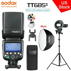 US Godox TT685II-N TTL Speedlite Flash For Nikon+80cm Umbrella Softbox+S Bracket - Picture 1 of 12