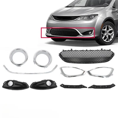 For Chrysler Pacifica 2017-2020 Front Grille Molding Fog Light Cover Set 10pcs Foto 1 de 4