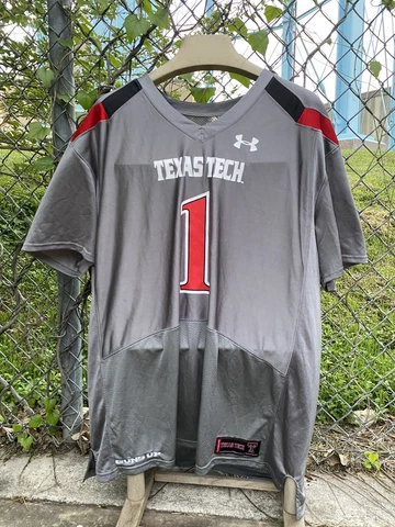 Texas Tech Red Raiders Gray #1 Jersey 4XL Under Armour Heatgear “Guns Up” Cover