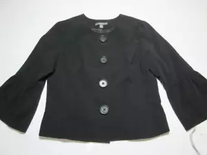 NWT Apt. 9 Womens Size 12 Jacket Black Buttons Front Bell Sleeve Casual - Picture 1 of 8