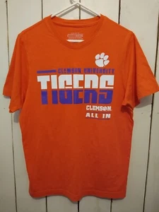 Clemson Tigers T-shirt Men's Medium Orange Purple All In Polyester Football - Picture 1 of 4
