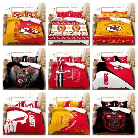 Kansas City Chiefs 3PCS Comforter Cover Bedding Set Pillowcase Duvet Cover Fan Cover