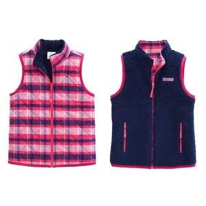 Nuevo con etiquetas Vineyard Vines $130 Niñas Reversible a Cuadros Sherpa Chaleco de Lanza Talla L/14 - Imagen 1 de 9