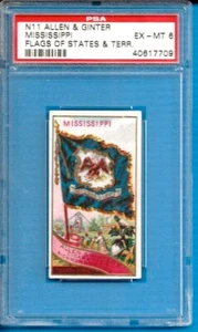 1888 N11 Allen & Ginter - Flags of States & Territories - Mississippi PSA 6 - Imagen 1 de 2