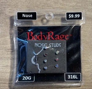 Neu Body Rage 20g Nasenbolzen Body Piercing mehrfarbig - Bild 1 von 3