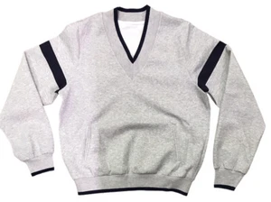 NWT Commense Women's  Long Sleeve V-neck  Sweat Shirt Gray with Blue Trim - Picture 1 of 6