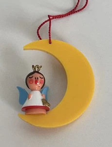 781/24 vecchio ciondolo angelo sulla luna per albero di Natale - Foto 1 di 3