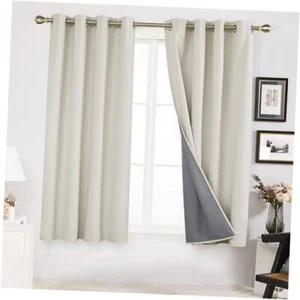 Linen 100% Blackout Grommet Curtains for Bedroom 52"W x 54"L (Pack of 2) Cream - Picture 1 of 7