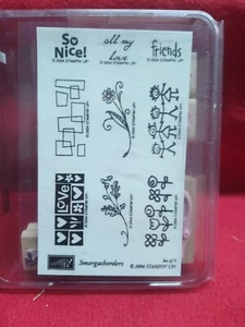Stampin Up Smorgasborders Set of 9 Rubber Stamps - Picture 1 of 4