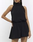 River Island Womens Black Crepe Playsuit Size 6