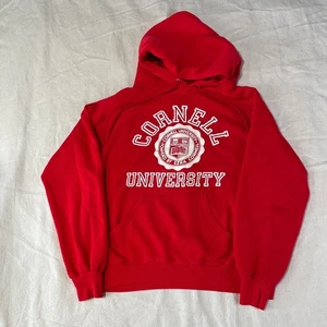 Sudadera con Capucha Vintage Años 70 Universidad Cornell Para Hombre Mediana M Roja Hecha en EE. UU. - Imagen 1 de 12