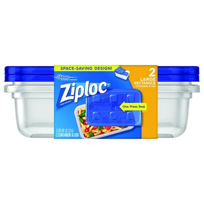 Contenedores de almacenamiento de alimentos Ziploc 2 unidades congelador apilable sin BPA aptos para microondas Foto 1 de 4
