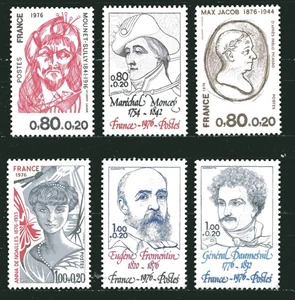 FRANCE 1976, CELEBRITIES, Scott B490-B495. MNH - Picture 1 of 1