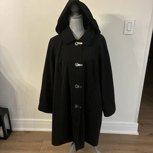 London Fog Women's Trench Coat Jacket, Hooded , Black , Size L - Picture 1 of 12