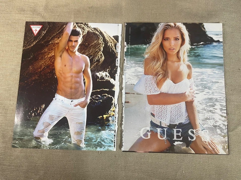 Guess Jeans 2014 magazine 2 page advertisement ad white jeans - Image 1 of 4