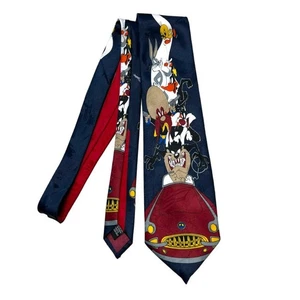 Vintage 90s Looney Tunes Squad Taz by Balancine Hot Cakes Tie - Picture 1 of 4