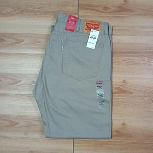 Levi's 505 Jeans Größe 40 x 30 hellbraun beige gerades Bein normale Passform weißes Etikett - Bild 1 von 16