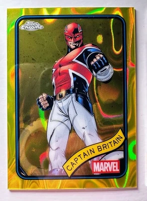 2025 Topps Chrome Marvel Captain Britain Yellow Lava Refractor #151 - Image 1 of 2