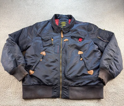 Alpha Industries Bomber Flight Jacket Men’s 3XL 3X-Large Navy Blue Full Zip - Image 1 of 4