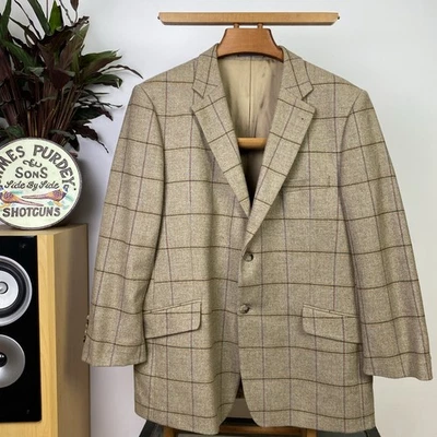Alpendale (44S) Tweed Shooting Modern Wool Windowpane HACKING Blazer Jacket - Image 1 of 4