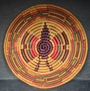 Vintage 10" Basket Bowl Hand Woven Coiled Rolled Southwestern Navajo Wall Decor - Picture 1 of 7