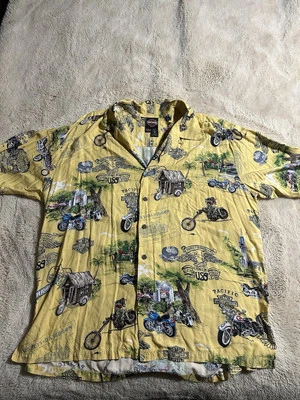 Camisa Hawaiana Harley Davidson Para Hombre Talla XL Amarilla Estampado Floral Hecha en EE. UU.  Foto 1 de 4
